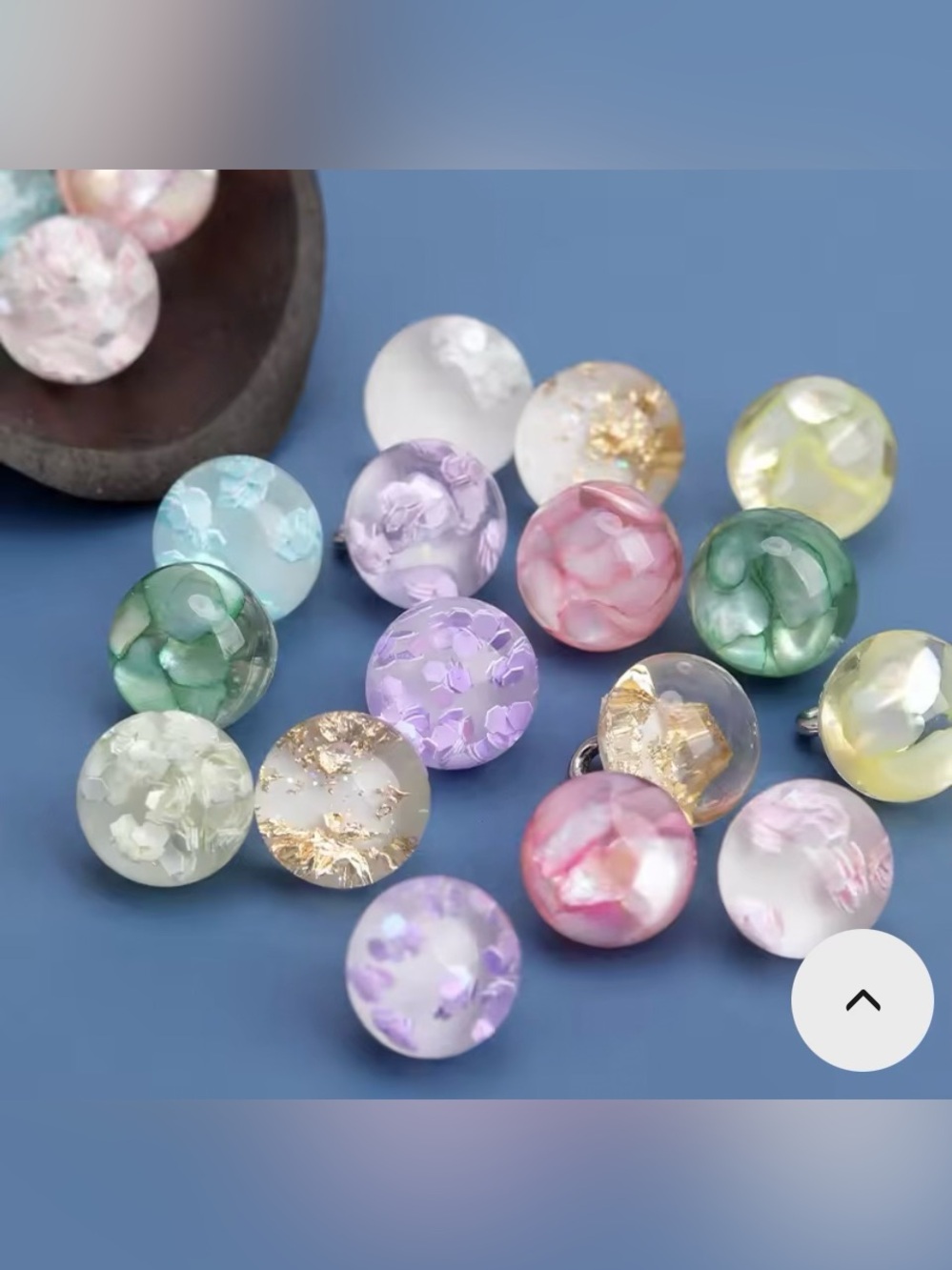 10, 10mm (0.394") Clear Resin With Gold Fleck Buttons for Sewing Or Crafts, NIP - Picture 7 of 9